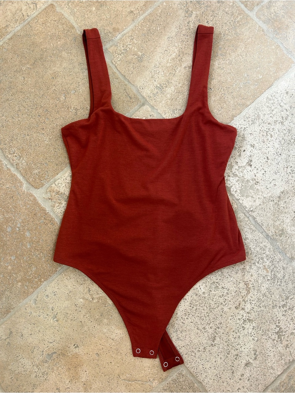 Good American Square Neck Bodysuit, Color Brick, Size 3 / M